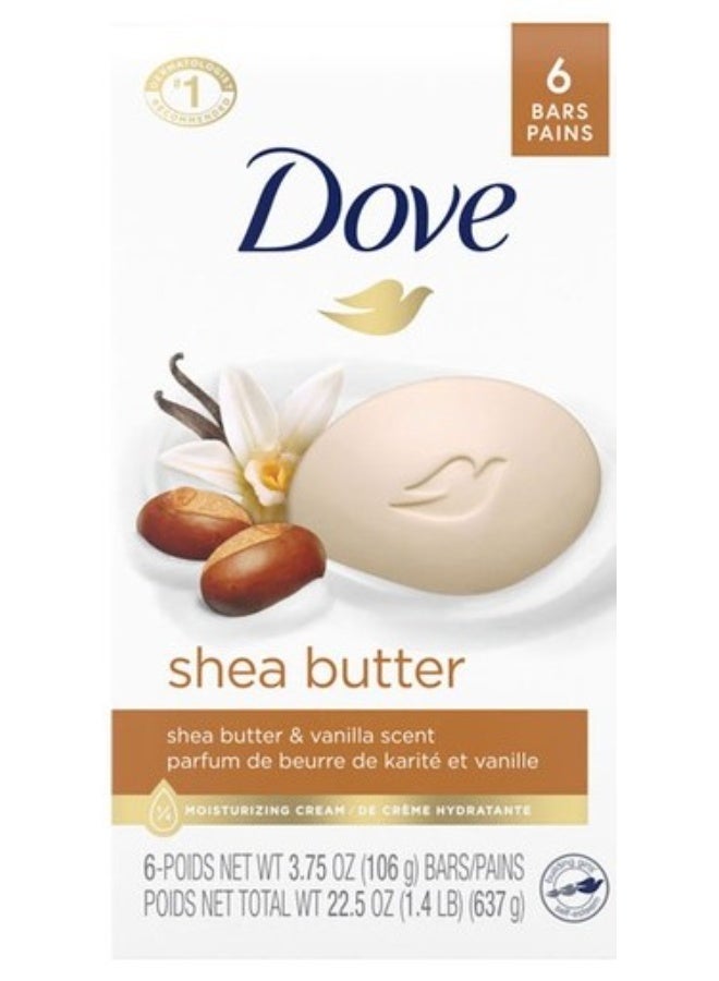 Dove Beauty Bar Shea Butter & Vanilla Scent (6 Pack) (637 g) - Image 1
